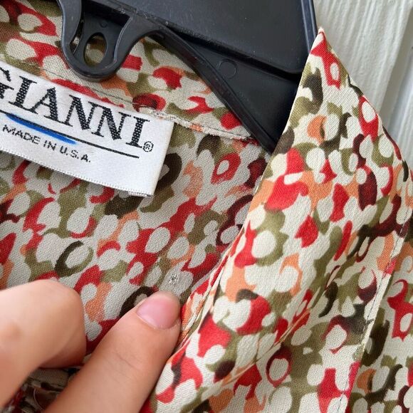 Funky Vintage GIANNI Abstract Blouse – 90s Rayon Sheer Made in USA – Sz 10 M/L - Picture 5 of 12